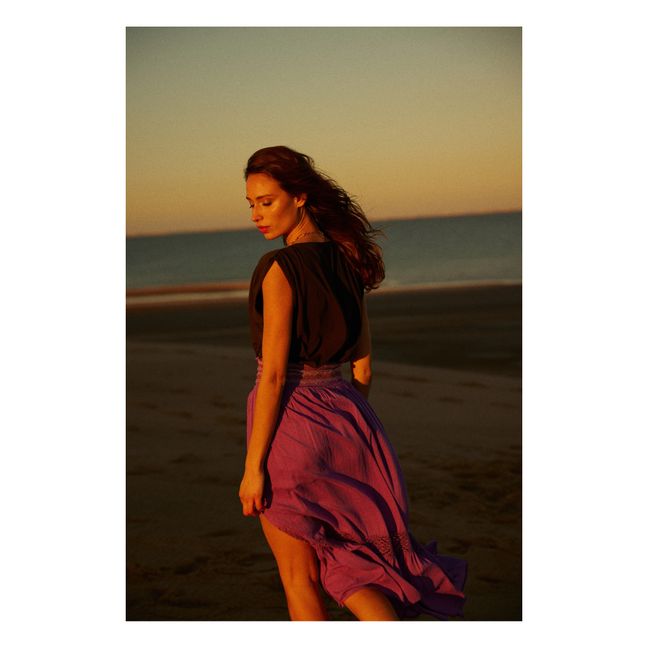 Besticktes langes Kleid | Violett