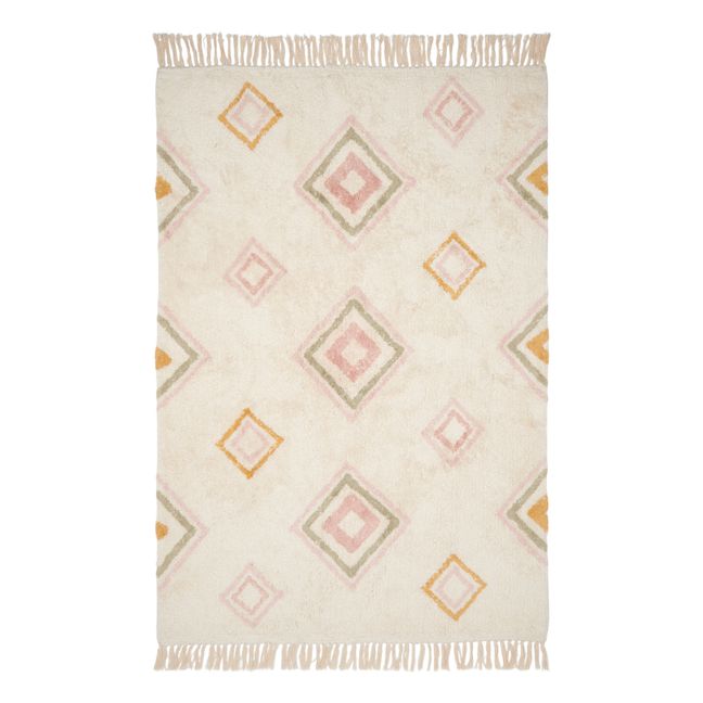 Tapis Aztec en coton recyclé  | Rose