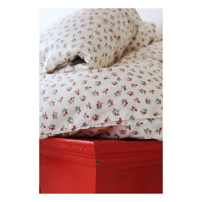 Parure de lit en coton bio Fleur tricolore | Ecru