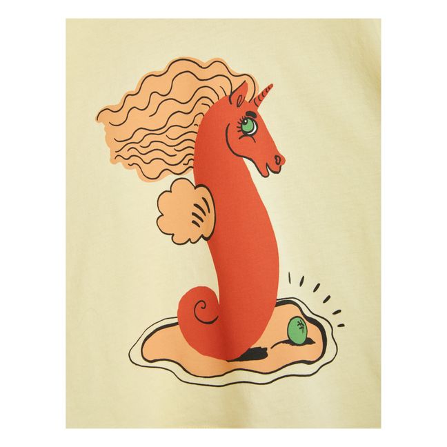 T-Shirt Bio-Baumwolle Seepferdchen | Blasses Gelb