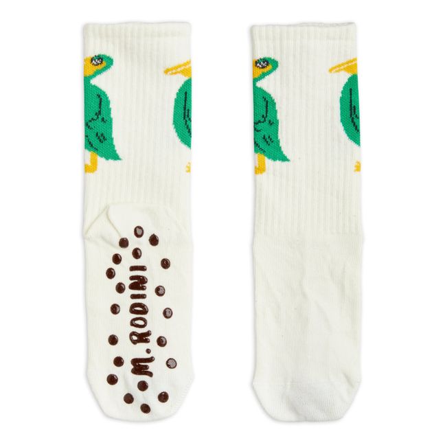 Chaussettes Coton Bio Anti-Dérapantes Pélican | Ecru