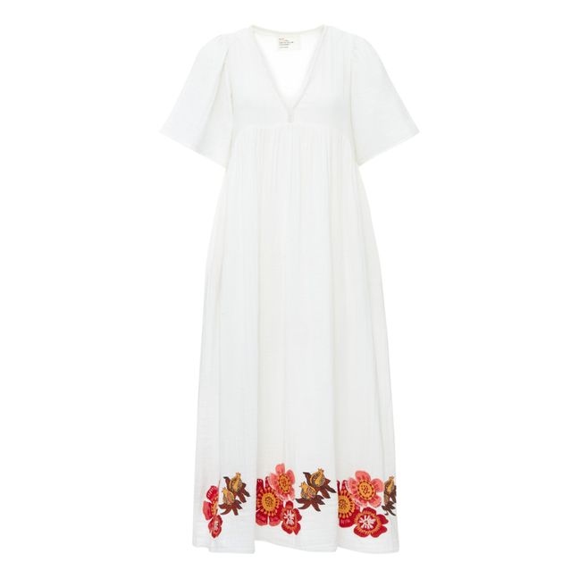 Roe Embroidered Organic Cotton Dress | Weiß