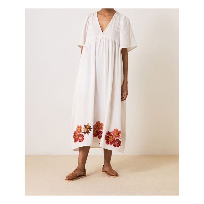 Roe Embroidered Organic Cotton Dress | Weiß