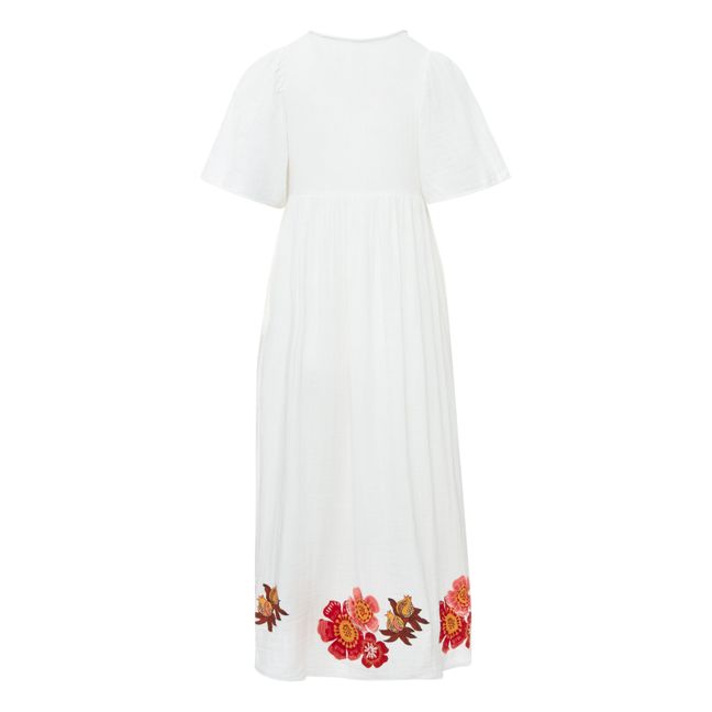 Roe Embroidered Organic Cotton Dress | Weiß