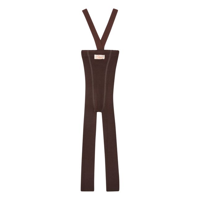 Woollen Suspender Tights | Chocolate