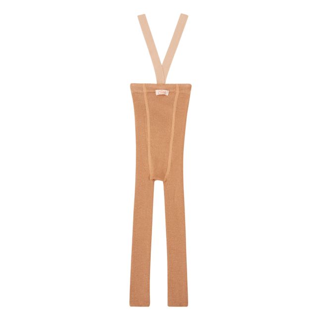 Woollen Suspender Tights | Camel