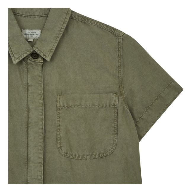 Sana Cotton and Linen Playsuit | Verde militare