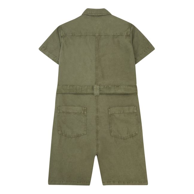 Sana Cotton and Linen Playsuit | Verde militare
