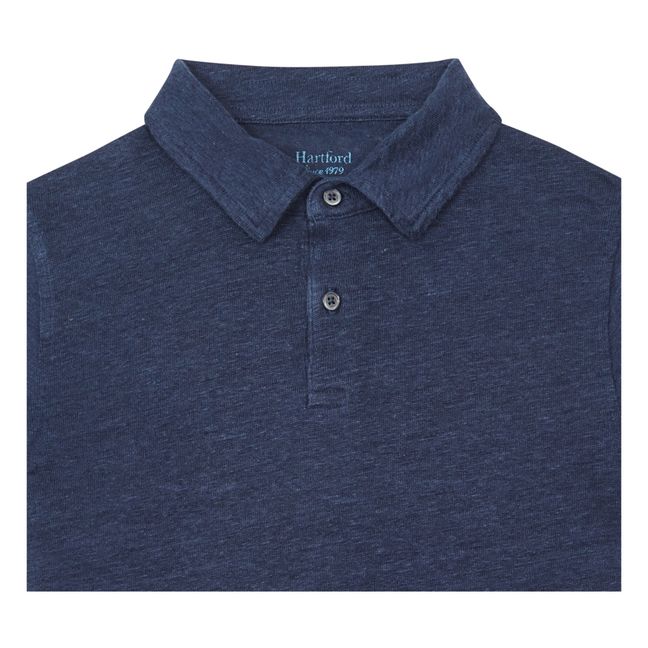 Linen Polo Shirt  | Navy blue