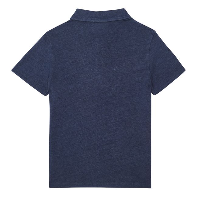 Linen Polo Shirt  | Navy blue