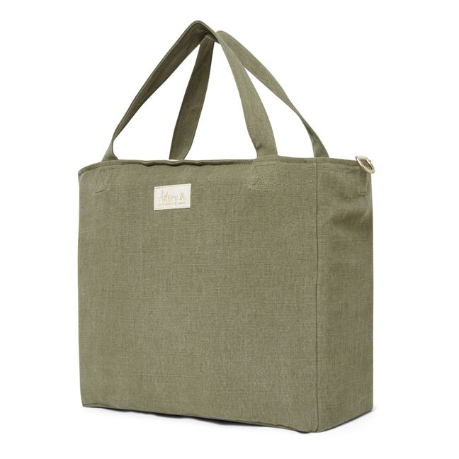 Linen Zipped Bag | Verde militare