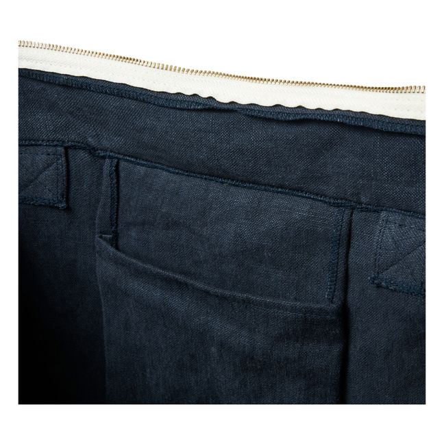 Linen Zipped Bag | Blu marino