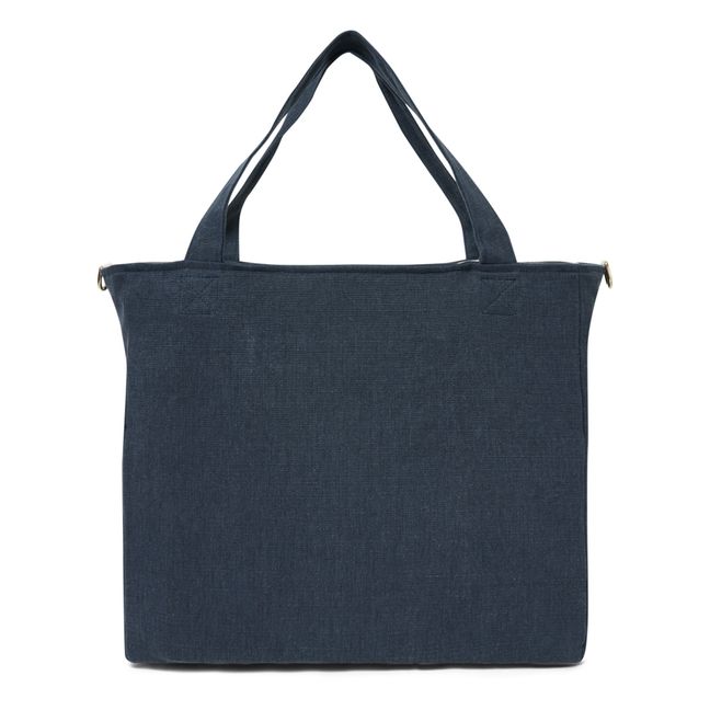 Linen Zipped Bag | Blu marino