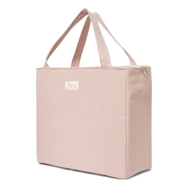 Borsa con zip, in lino | Rosa incarnato