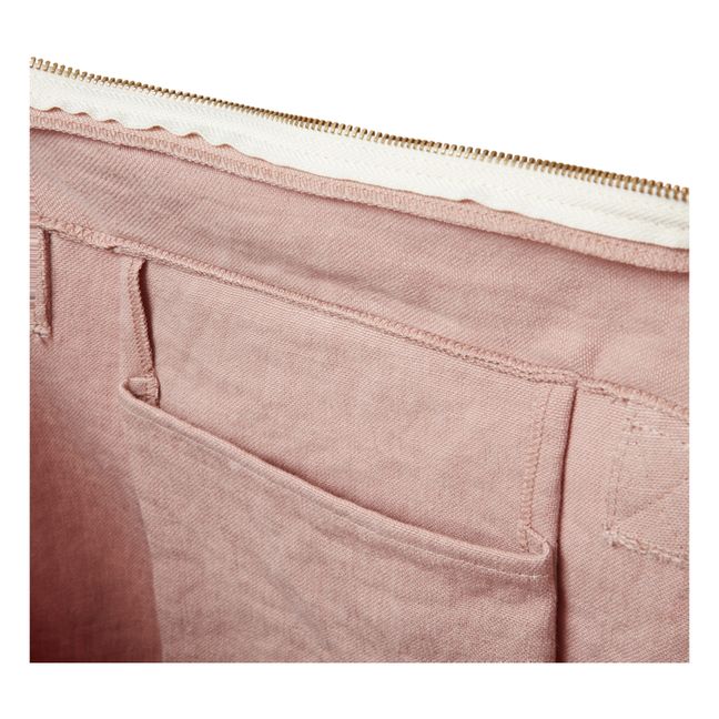 Borsa con zip, in lino | Rosa incarnato