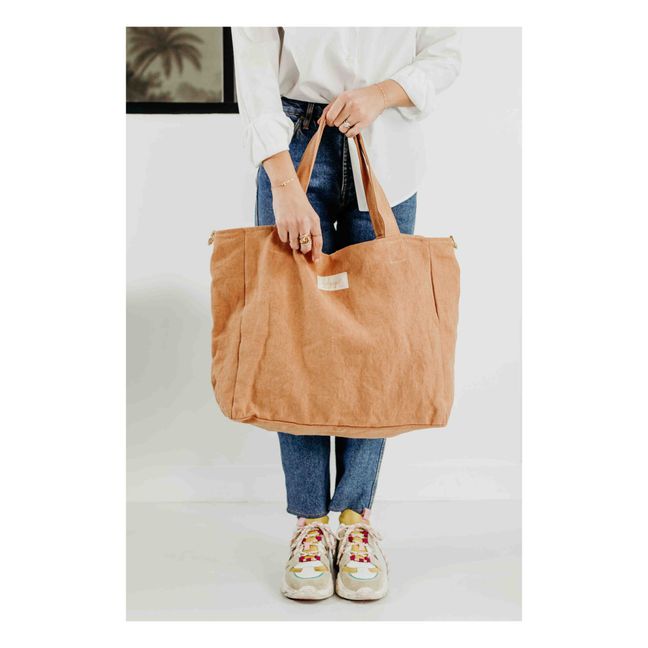 IDA CANVAS TOTE BAG CREAM TAN CREAM TAN