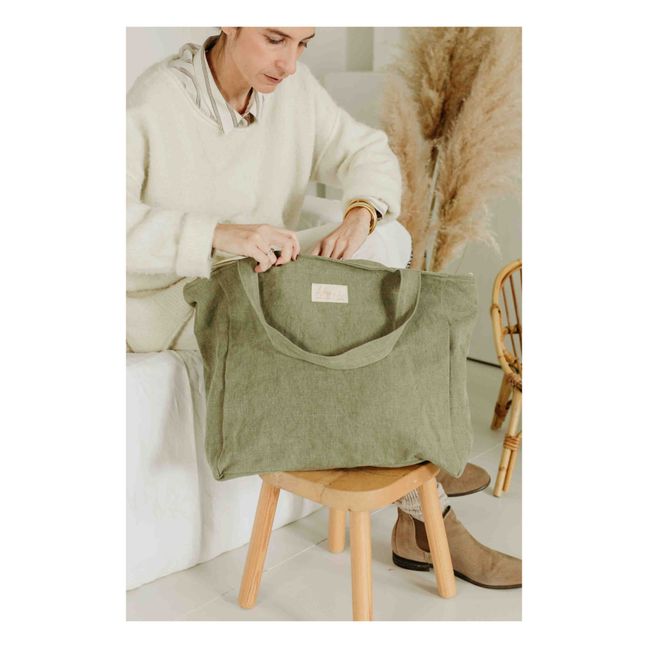 Linen Zipped Bag | Verde militare