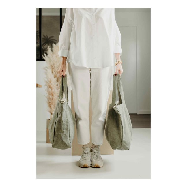 Linen Zipped Bag | Verde militare