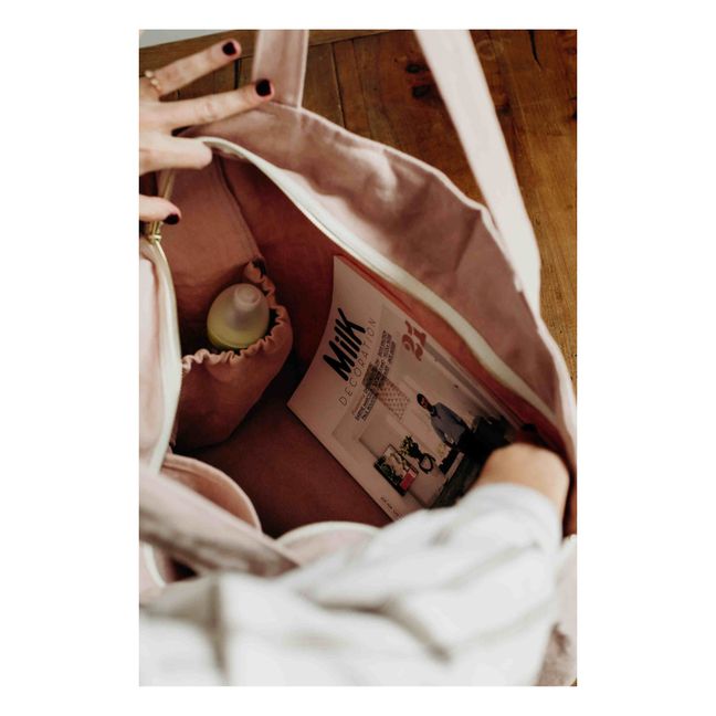 Borsa con zip, in lino | Rosa incarnato