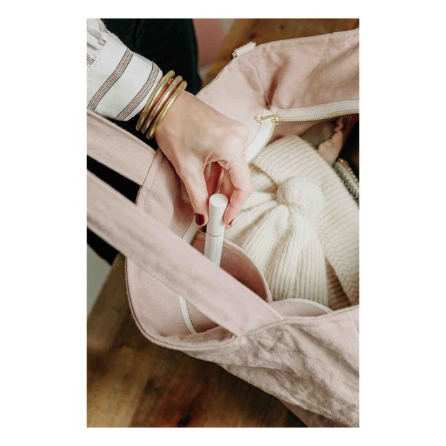 Borsa con zip, in lino | Rosa incarnato