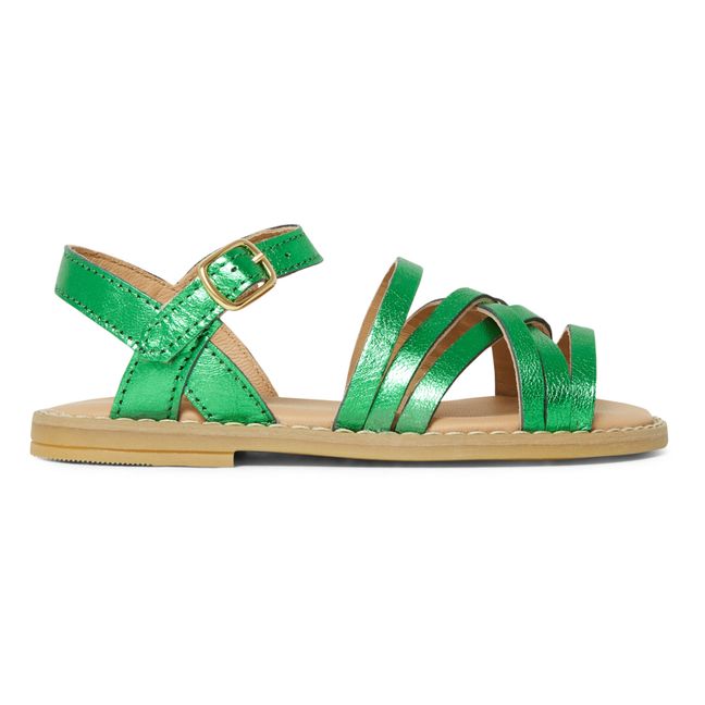 Sandales Cuir Tresse | Vert