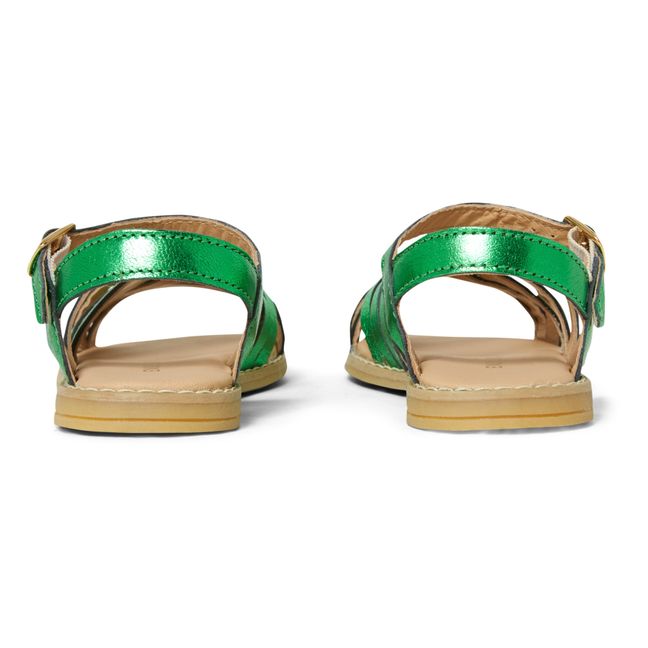 Sandalias de piel tranzadas | Verde