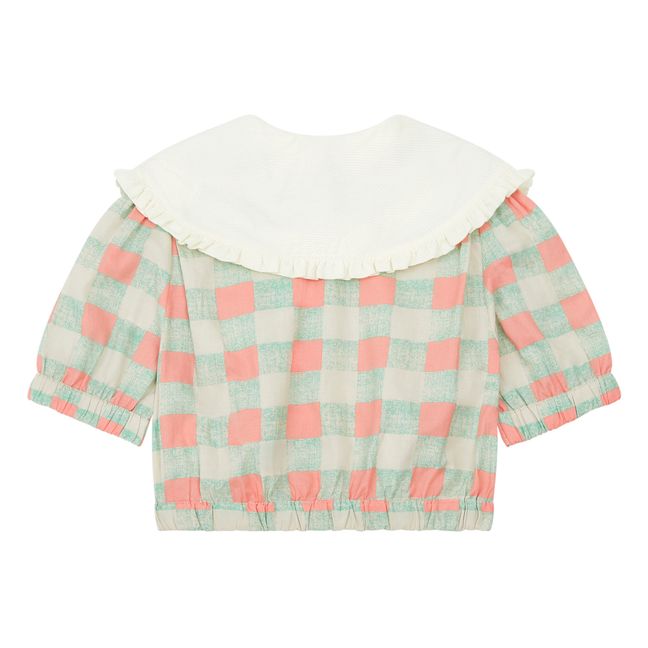 Blouse Cropped Col Brodé | Bleu