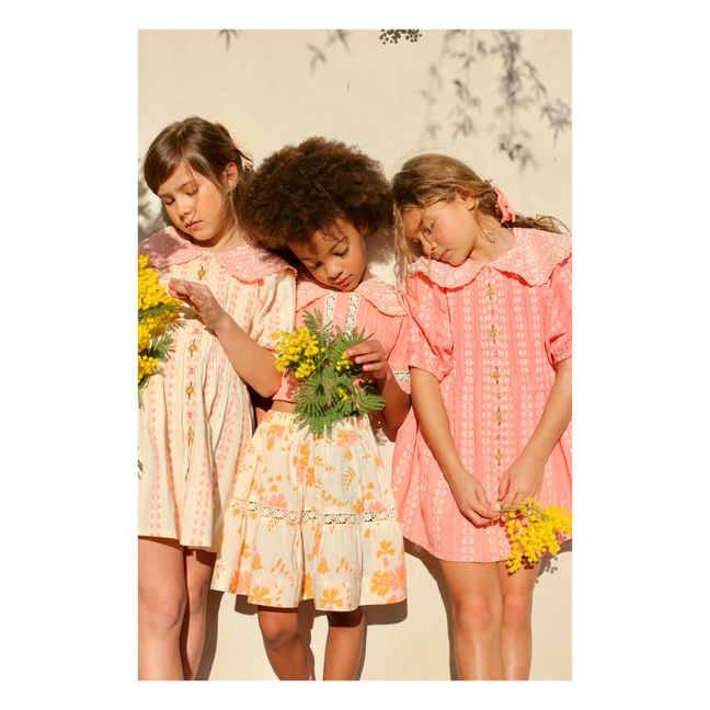 Jacquard Floral Smocked Blouse | Ecru