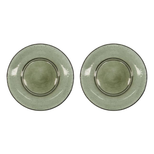 Rain glass plates - Set of 2 | Green