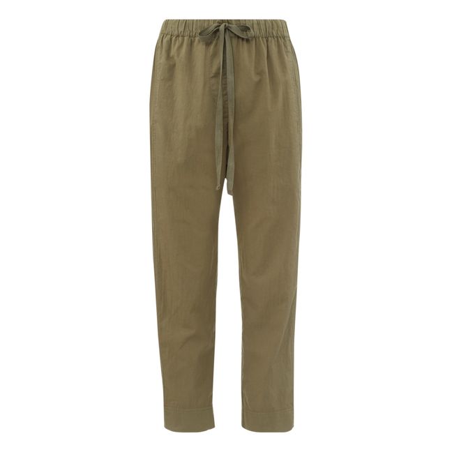 Pantaloni Draper in popeline di cotone | Verde muschio