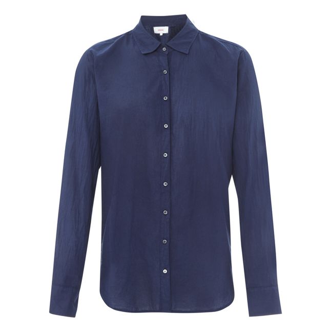 Beau Cotton Poplin Shirt | Navy blue