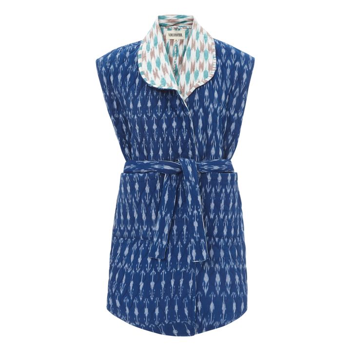 Ikat Reversible Sleeveless Kimono Jacket | Azul índigo- Imagen del producto n°0
