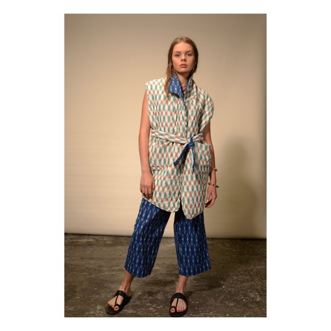 Ikat Reversible Sleeveless Kimono Jacket | Azul índigo
