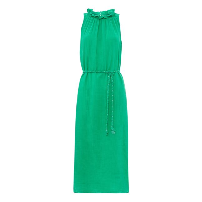 Irys Cotton Muslin Dress | Jade Green