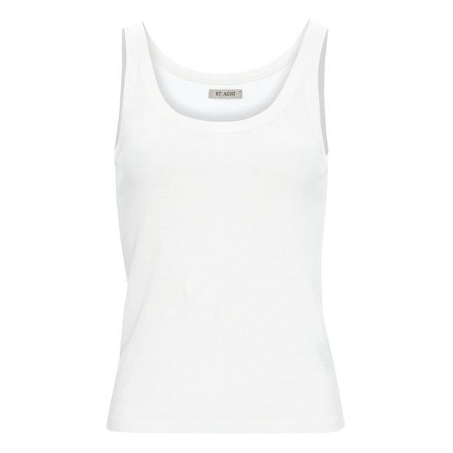 Linen and Organic Cotton Basic Tank Top | White