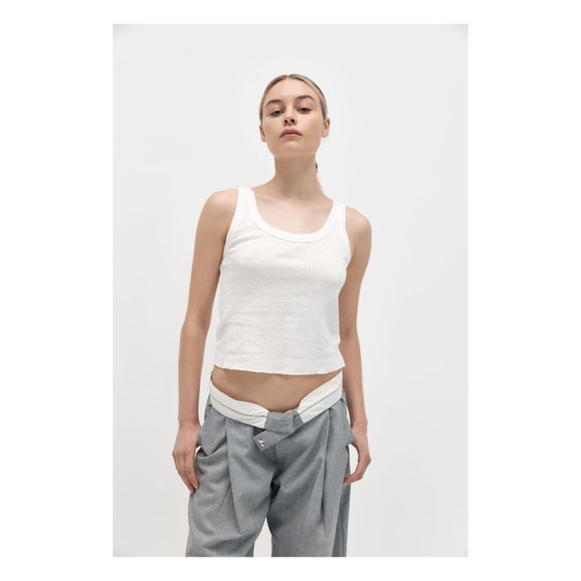 Linen and Organic Cotton Basic Tank Top | White