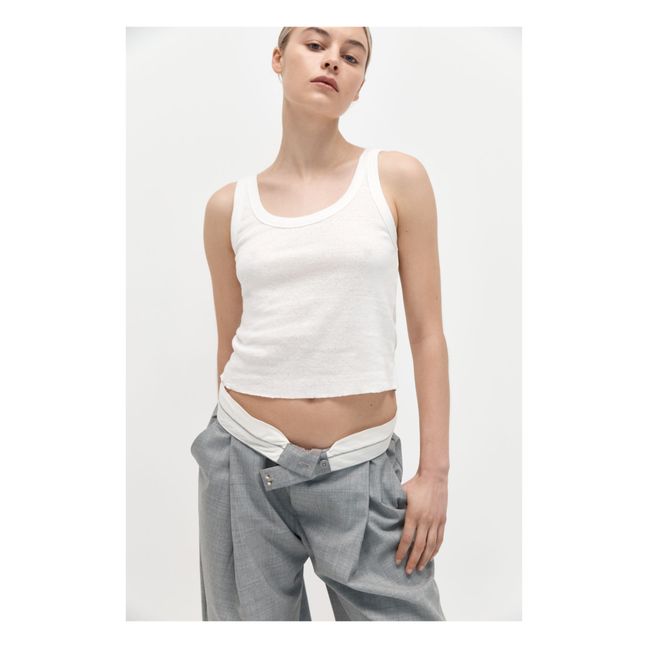 Linen and Organic Cotton Basic Tank Top | White