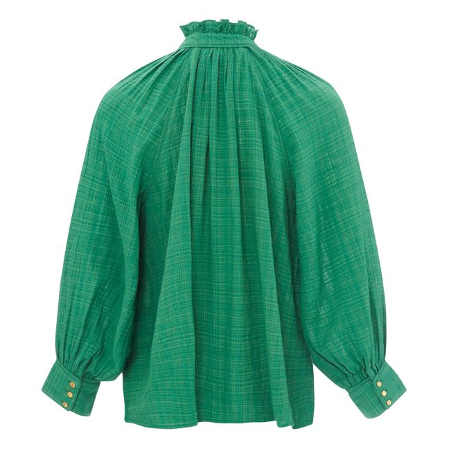 Evora Bubble Crepe Blouse | Verde