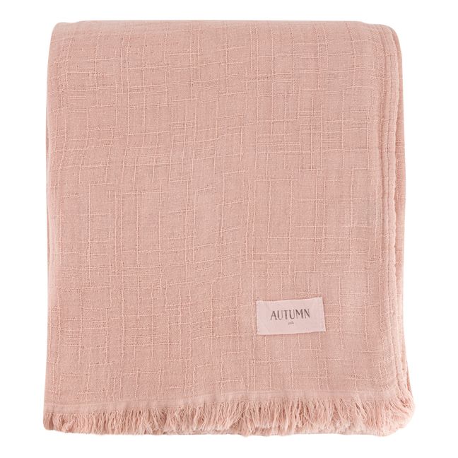 Flanné cotton curtain with fringe | Dusty Pink