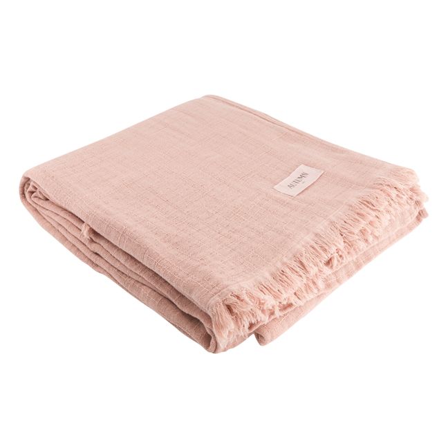 Flanné cotton curtain with fringe | Dusty Pink