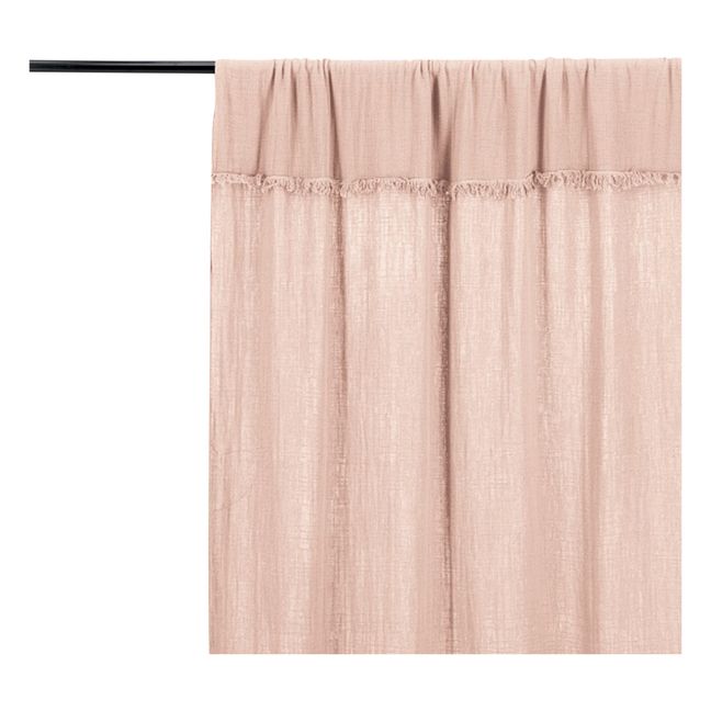 Flanné cotton curtain with fringe | Dusty Pink