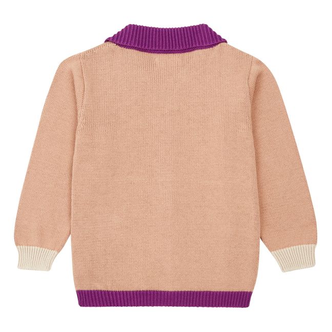 Cardigan Tricolore | Vieux Rose