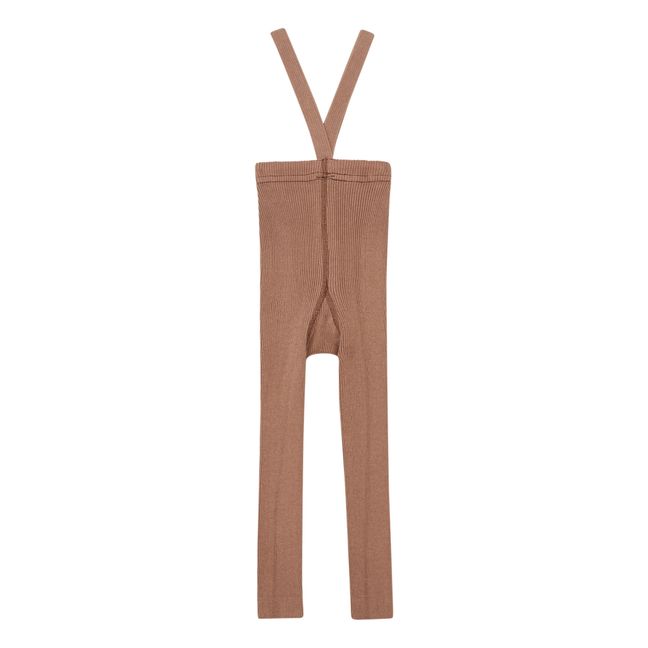 Strumpfhose mit Trägern aus Bio-Baumwolle ohne Füsse | Haselnussbraun
