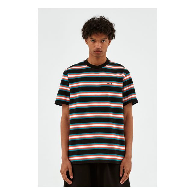 Tery Striped T-Shirt | Schwarz
