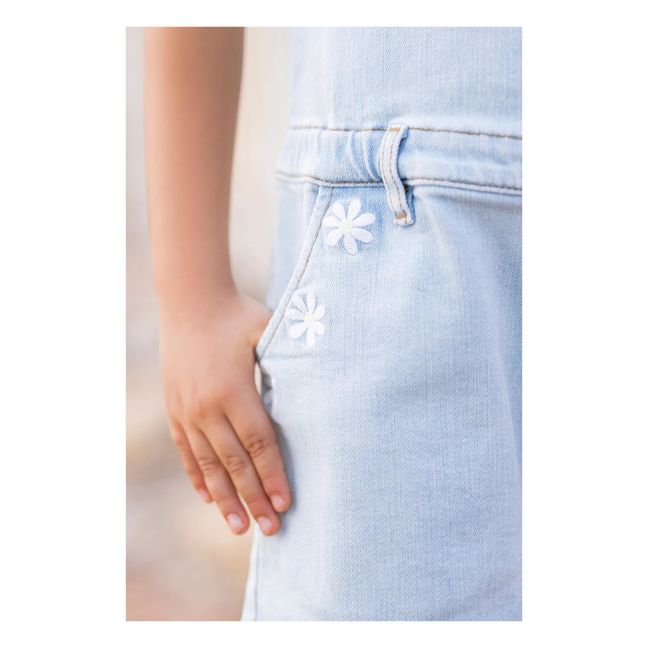 Combishort Denim Brodée | Bleu