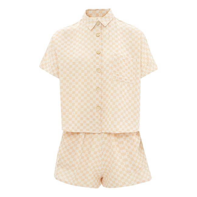 Kelli Checked Shirt + Shorts  | Camel