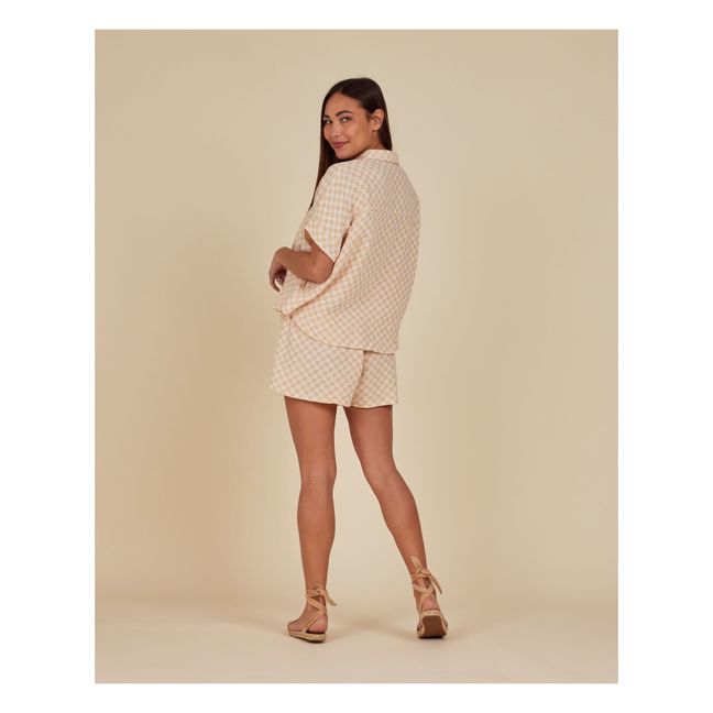 Kelli Checked Shirt + Shorts  | Camel