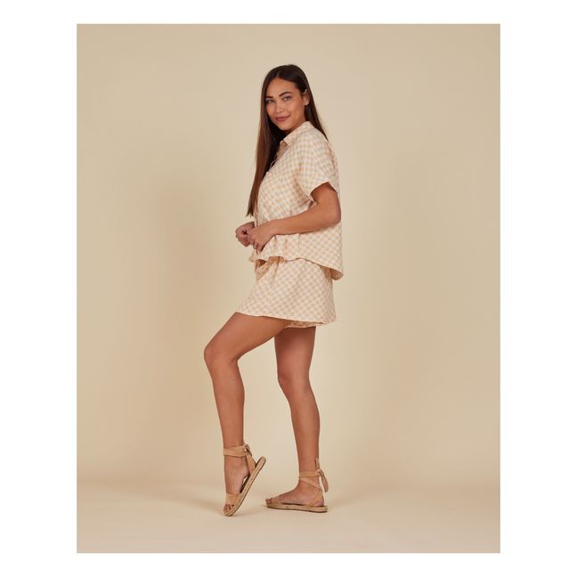 Kelli Checked Shirt + Shorts  | Camel