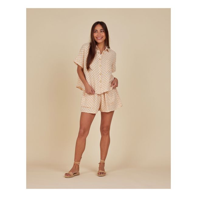 Chemise + short à carreaux Kelli  | Camel
