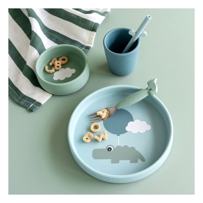Menüset aus Silikon Happy Clouds | Blau